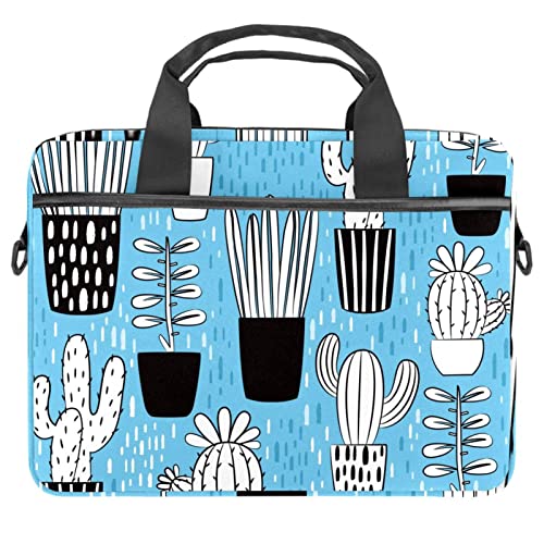 Sac ordinateur 13-14.5 pouces bleu avec motif cactus et fleurs roses