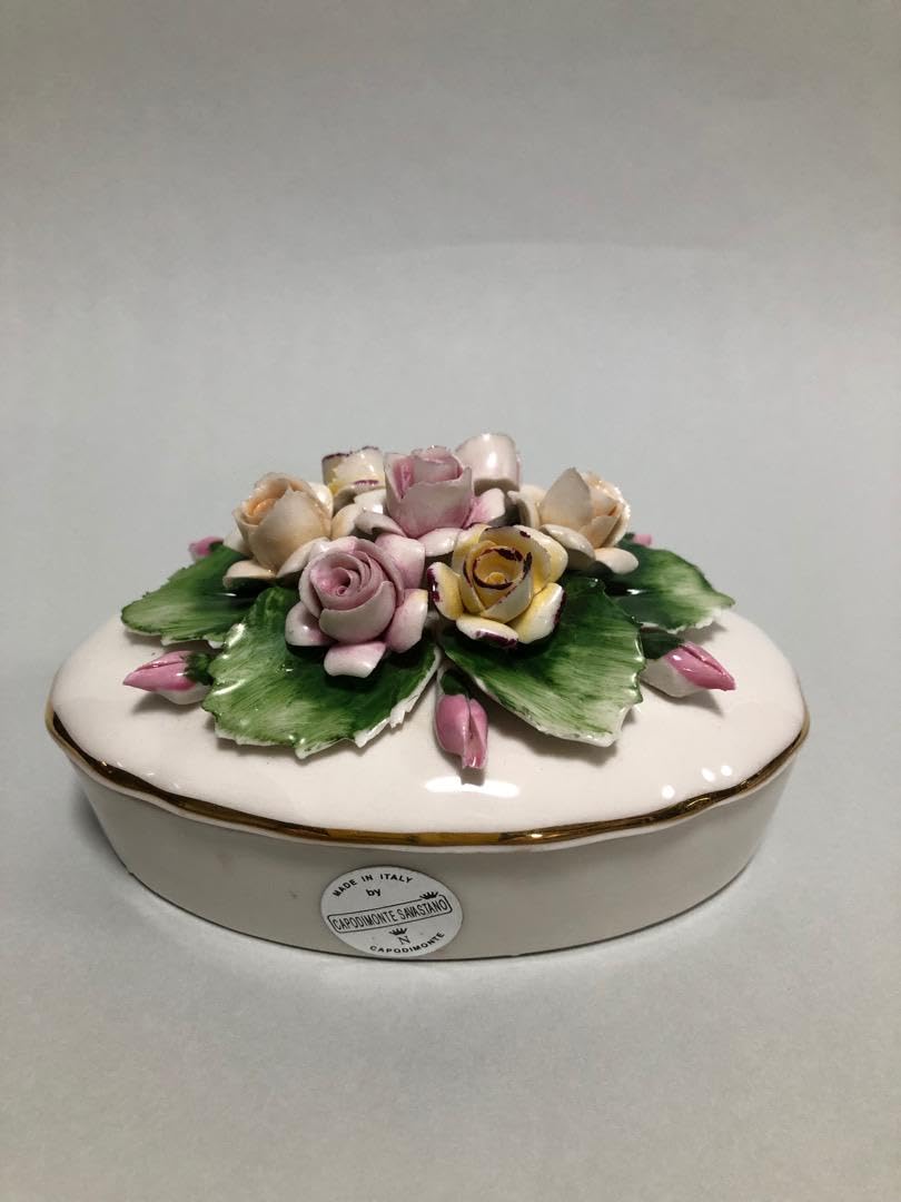 Amazon.co.jp: カポディモンテ イタリア 陶花 小物入アンティーク