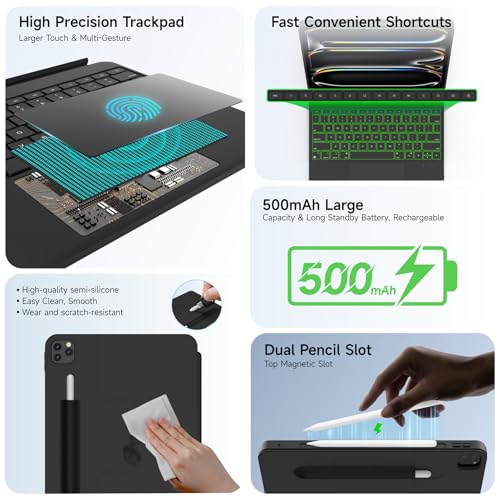 Protection intégrale iPad Pro 13 M4 rigide rotative avec clavier rétroéclairé - 5