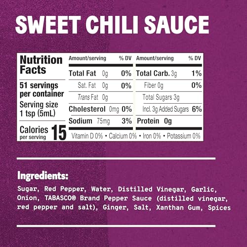 Image of TABASCO Brand Sweet Chili Sauce, Mild Hot Sauce, Easy-to-Squeeze Bottle, Perfect Balance of Sweet & Heat, Versatile Flavor, Great on Fish Tacos, Salads, Asian Food & More, 11 Oz (Pack of 1)