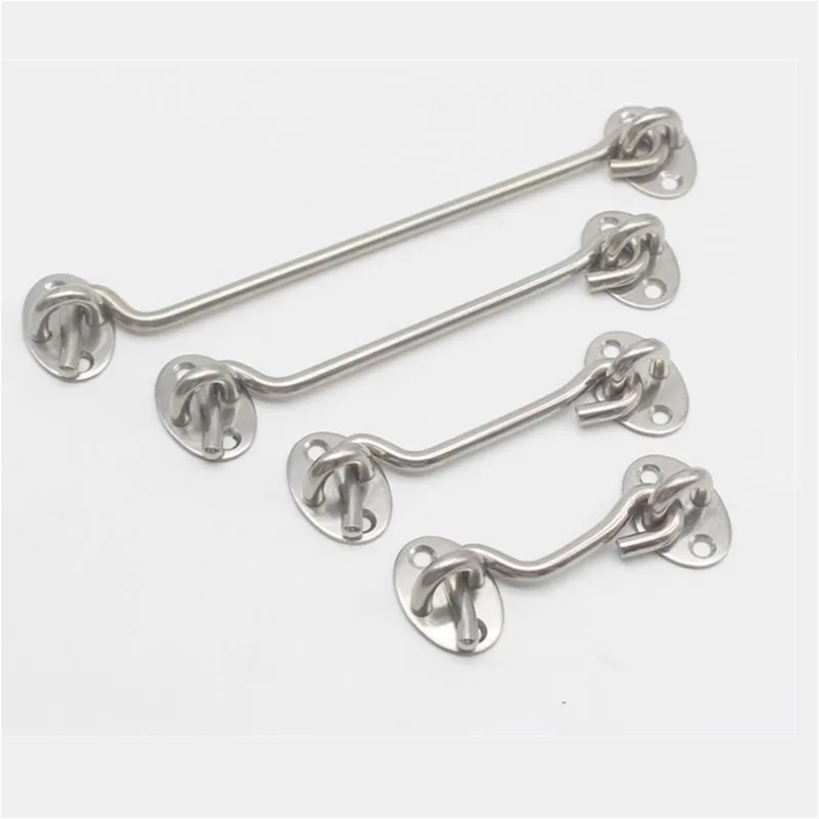Chiusura a Scatto, Serratura a Occhiello for Gancio for Porta della Cabina 5 Pezzi, Argento Nero, 3-4 Pollici con Interruttore di Sicurezza e Viti(Silver,4 inch)