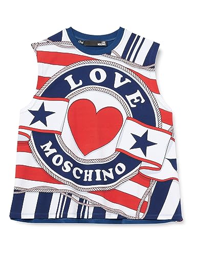 Love Moschino Camiseta sin Mangas de Ajuste cómodo, Blanco y Azul, 44 para Mujer