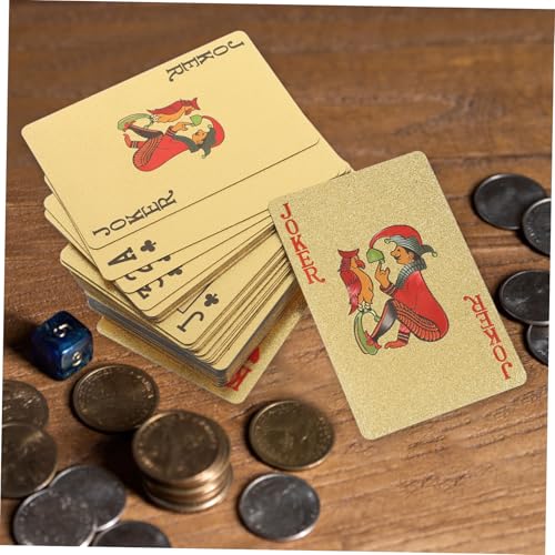 Supvox Vergoldete Pokerkarten Goldfolie Robustes Kunststoff Material Party Spielkarten Glatte Oberfläche Für Freizeit Und Festival Kartenspiel Für Spieler Und Sammler – Bild 4