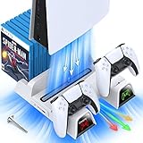 OIVO PS5 Ständer mit Kühler und PS5 Controller Ladestation für Sony Playstation 5 PS5-Konsole, PS5 Halterung mit Kühlung, PS5 Standfuß mit Lüfter, 12 Spiele-Aufbewahrung und 2-in-1-Kabel