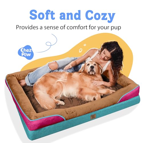 Image of Chez Paw Waterproof Orthopedic XL Dog Bed for Large and Extra Large Dogs | Egg Crate Foam, 4-Sided Bolster Support, Waterproof Liner, Non-Slip Bottom, Machine Washable Cover, 42 x 30 Inch