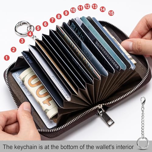 Image of Mayski Credit Card Holder, Zipper Credit Card Wallet for Women, Small Accordion Card Cases Holder, KeyChain Wallet, Business Card Holder, Bat