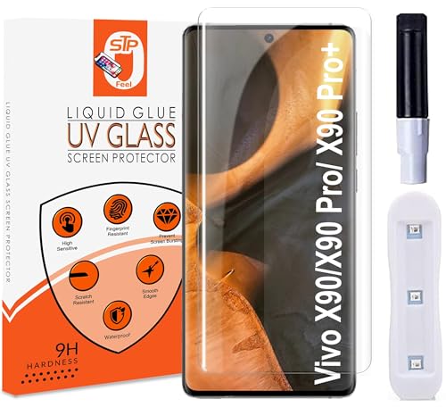 STP FEEL® UV Tempered Glass Screen Protector For Vivo X90 Pro Plus (Pack of 1) Full Adhesive UV Glue Curved Edge to Edge Case Friendly HD Clarity with easy installation kit