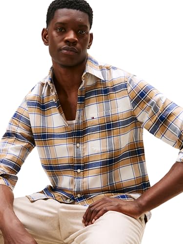Image of Tommy Hilfiger Men's Long Sleeve Oxford Shirts in Regular Fit, Men's Button Down Shirts, Also Available in Big and Tall