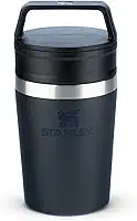 Stanley - Copo de Café Térmico, Caneca de Viagem Café Go com Tampa de Duas Partes Para Beber e Alça de Transporte, Garrafa Térmica de Aço Inoxidável, 236 ml, Black