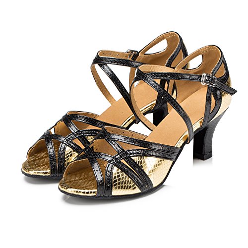 Minishion L200 Women's Cout-Out Gold Synthetic Latin Salsa Ballroom Dance Shoes Us 9 #TOP1