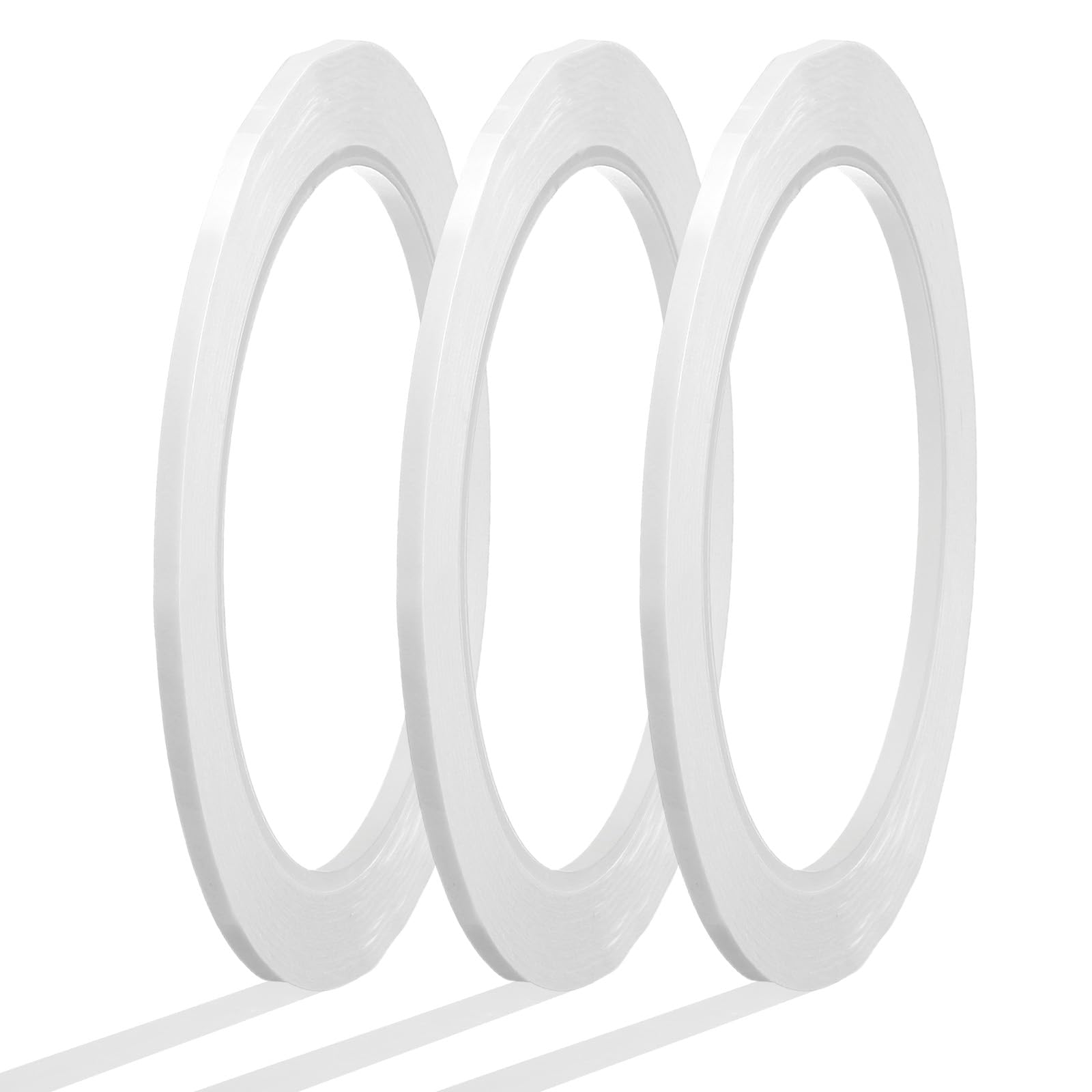 sourcing map Whiteboard Tape 3mm x 66m Pinstripe Graphic Chart Line Grid Marking Tapes for Classroom Office Dry Erase Board Art, White, Pack of 3