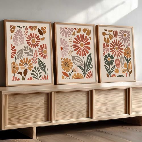 Image of kotart Boho Painting Wall Art Home Decoration Paintings With Frame For Living Room Bed Room Hotel Wall Decor Digital Reprint Set of 3 (14x20 Inch)