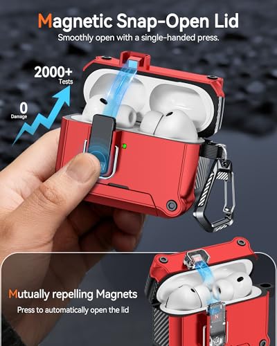 Image of Dual Safety Lock for AirPods Pro 3 Case 2025, Compatible with MagSafe | Designed with Automatic Switch and Phone Stand, Includes a Cleaner & Keychain - Rugged Tough Hard Shell