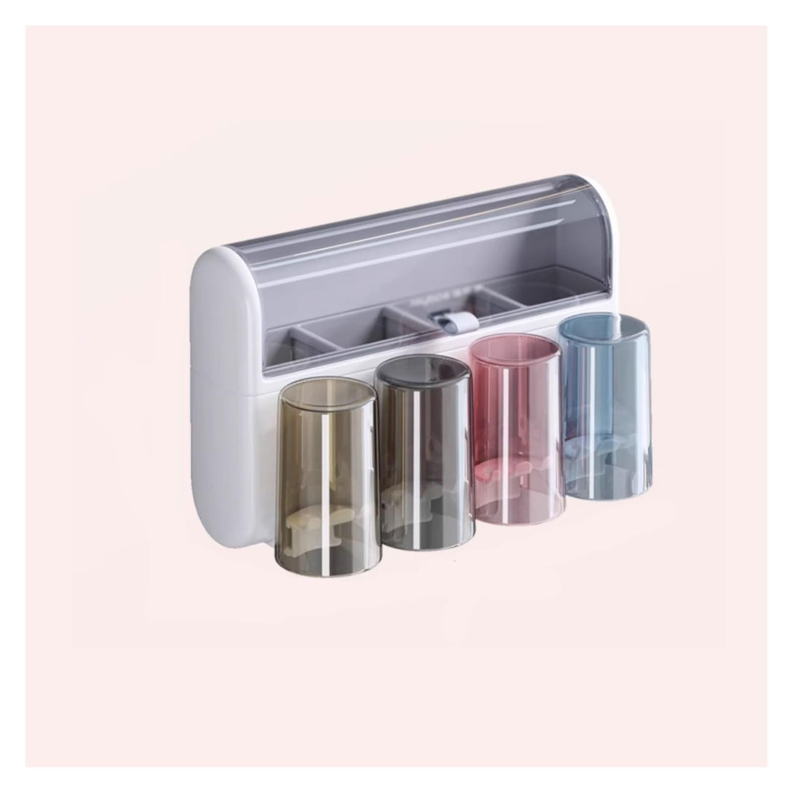 Portaspazzolini Portaspazzolino a parete Portaoggetti for cosmetici da bagno con coperchio Porta dentifricio senza perforazione Porta Spazzolino da Denti(L31.4cm)