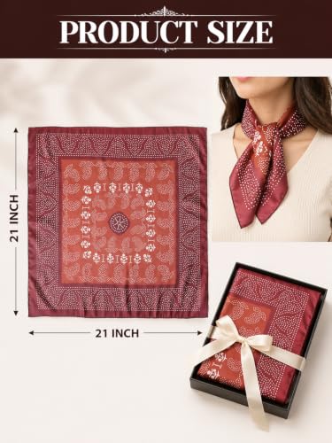 Image of Ravaiyaa - Attitude is everything Women Printed Silk Bandana 21 x 21 Inch Square Headband & Hair Wrap, Soft & Versatile | Fashion Neck Wrap