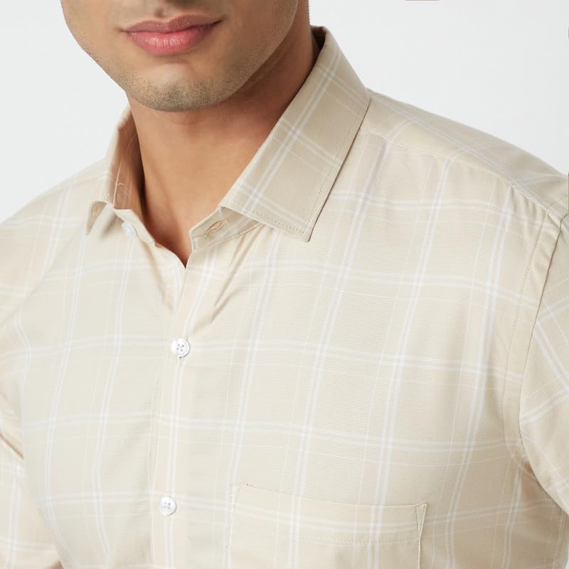 Image of MARK & ALBERT 100% Cotton Full Sleeves Regular Fit Formal Shirt for Men Blue