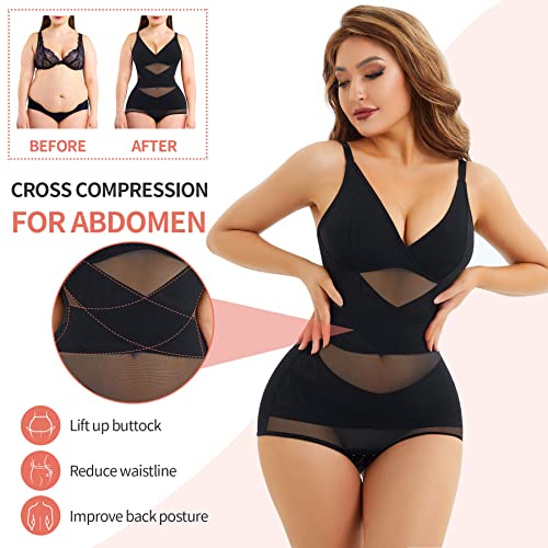 REYEOGO V Neck Bra Bodysuit Shapewear for Women Tummy Control Waist Trainer Full Body Shaper Butt Lifter Briefs Jumpsuit Tops3