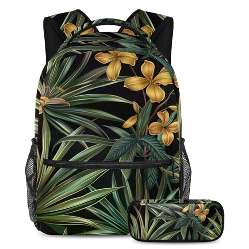 Sac à dos polyvalent fleurs de palmier tropicales vertes imprimé exotique grand format
