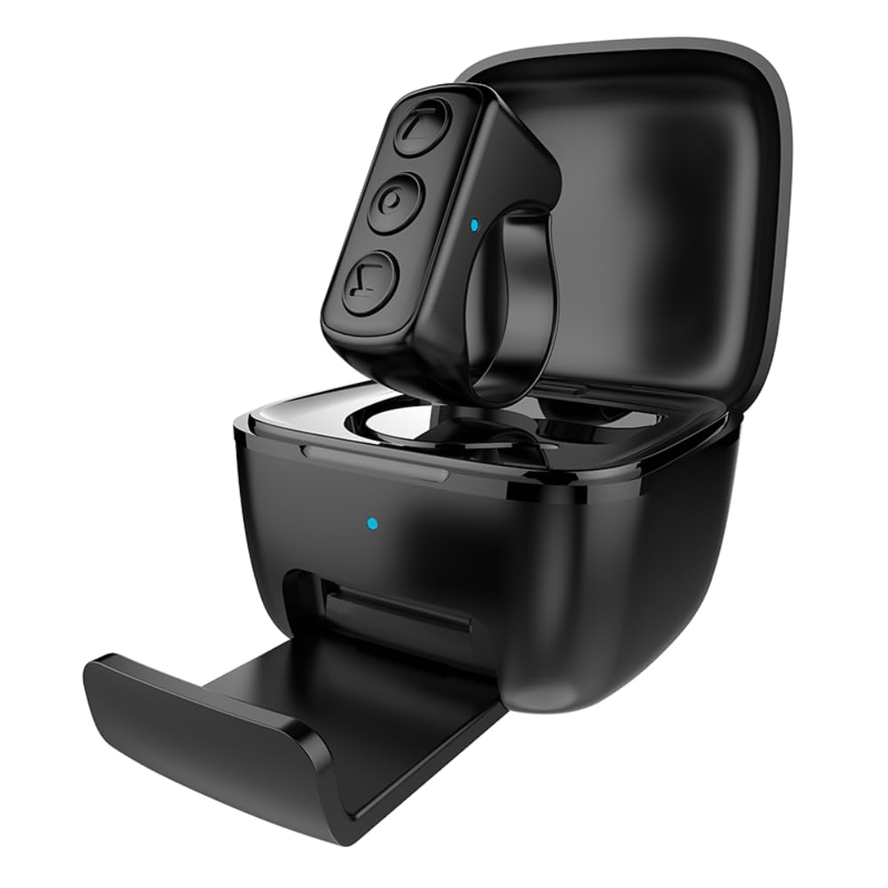 Penstar Mando a distancia para girar páginas, anillo de desplazamiento remoto con funda de carga y soporte para teléfono, girador de página Bluetooth, control remoto de cámara, clicker selfie