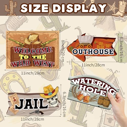 Image of Hooqict Western Birthday Party Decorations 20 Pieces Cowboy Themed Party Signs Welcome To The Wild West Cutouts for Classroom Country Party Supplies
