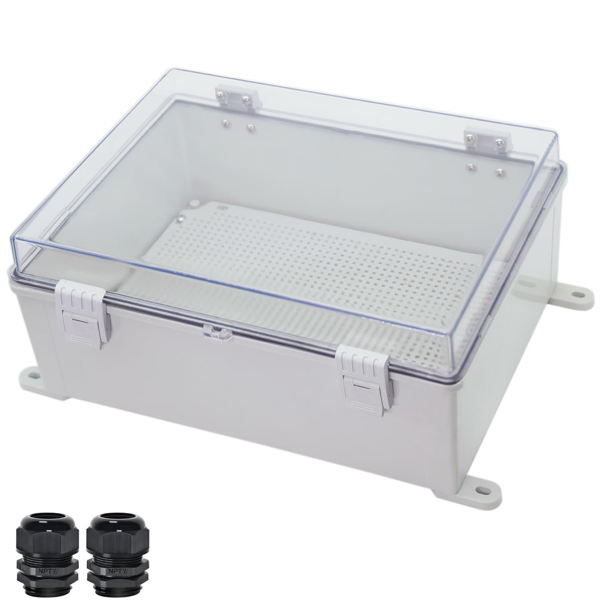 Zulkit Junction Box ABS Plastic Dustproof Waterproof IP65 Electrical Boxes Hinged Shell Outdoor Universal Project Enclosure Clear Cover with 2 Cable Glands 7.9 x 3.9 x 2.8 inch (200x100x70mm) — Amazon image 11