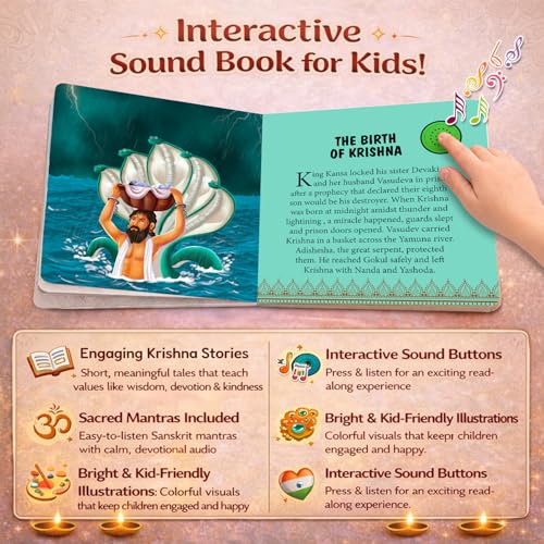 Image of Krishna Sound and 121 Story Book Combo for Kids ; India's First Mythology Mantras Sound Book to Teach Indian Culture, Values Devotional
