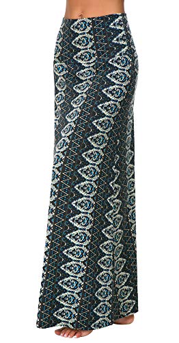 Image of Urban CoCo Women's Stylish Spandex Comfy Fold-Over Flare Long Maxi Skirt