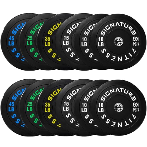 Image of Fitvids 2-Inch Olympic Rubber Weight Plates Sets, Bumper Plates Set with Barbell for Strength Training
