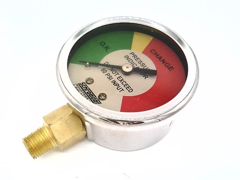 SCHROEDER LFT-134-3 1/8 INCH NPT, 2 INCH FACE, 60 PSI MAX, Pressure Gauge
