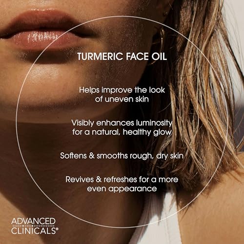 Advanced Clinicals Turmeric Oil Serum For Face | Facial Skin Care Serum With Jojoba + Coconut Oil To Improve Appearance Of Dark Spots & Uneven Skin Tone | Antioxidant Dry Skin Moisturizer, 1.8 Fl Oz - Image 4