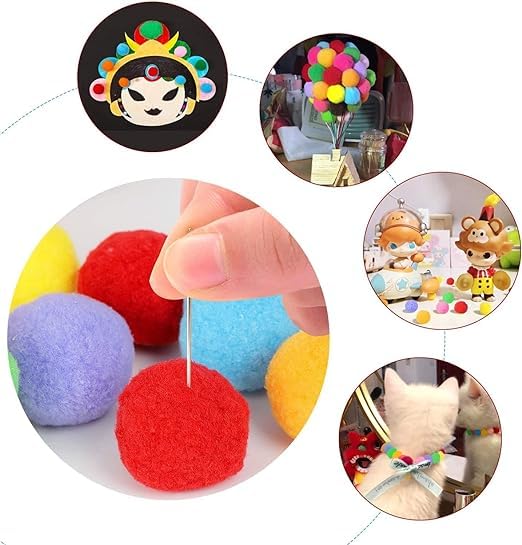 ANG Round Shaped Mixed Color Felt Ball Pom Pom for DIY Sewing Crafts Jewelry Making - Multicolor (4mm, 100) 4
