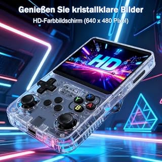 Lihaian R36S Retro Handheld Spielkonsole，128 G über 40.000 Spiele，Retro Konsole 3,5-Zoll-IPS-Bildschirm，Linux-System，Tragbare Mini-Arcade， unterstützt mehrere Emulatoren (R36s-Grau)