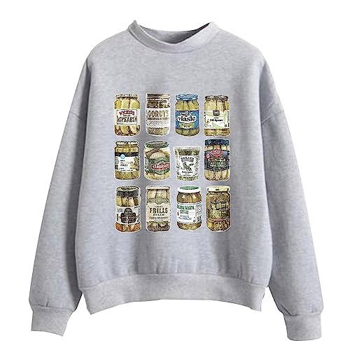 DIOMMELL Vintage Canned Pickles Crewneck Sweatshirts Pickle Jar Sweatshirts Canning Season Sweatshirt