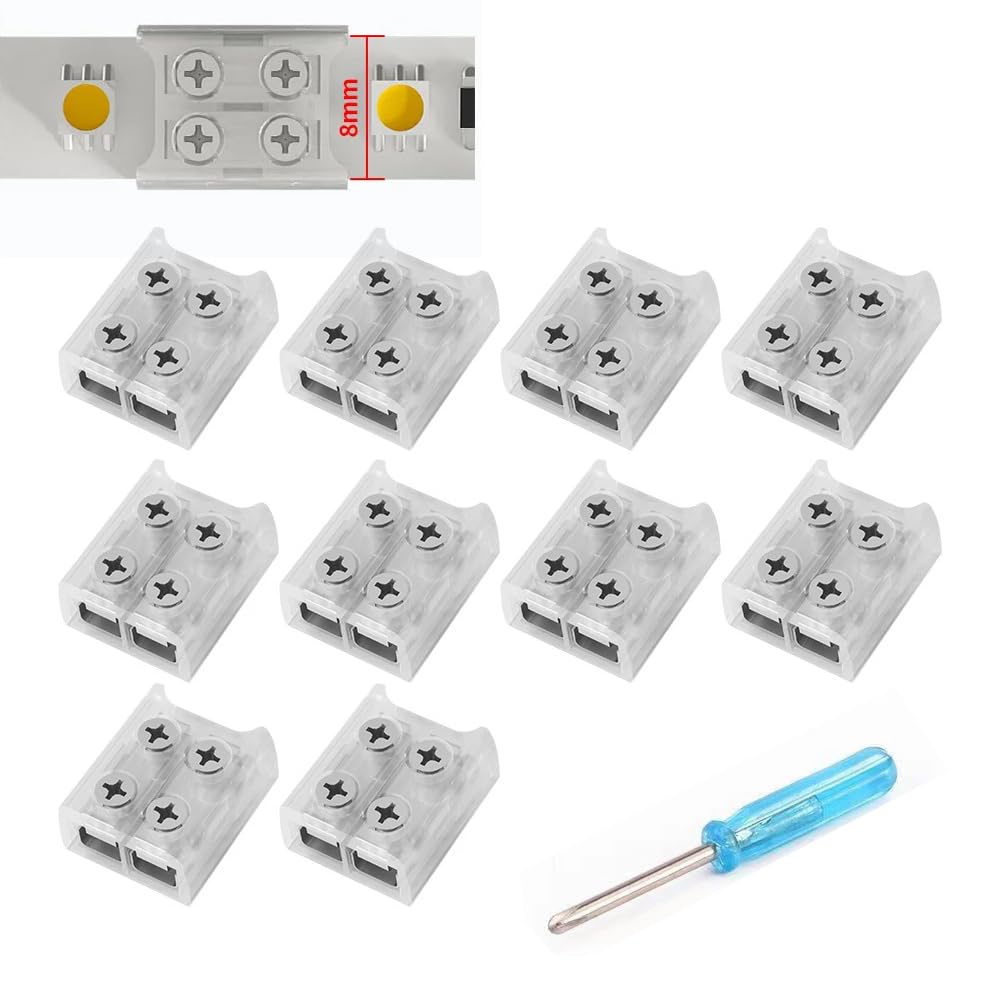 YUTOKEER Daiwu 10-teilige LED-Verbinder für LED-Streifen, 2-polig (10mm Streifen zu Streifen (8mm Streifen zu Streifen)