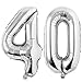 40 Inch Silver 40 Number Foil Balloon 40th Birthday Party Supplies Anniversary Events Graduation Decorations