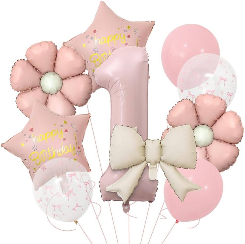 Daisy 1st Birthday Party Decorations Balloon,40inch Pink Number Balloon 1，Daisy Birthday Party Decorations for 1 Year Old Supplies Girl，Bow-Shaped Balloons (Pink number 1)