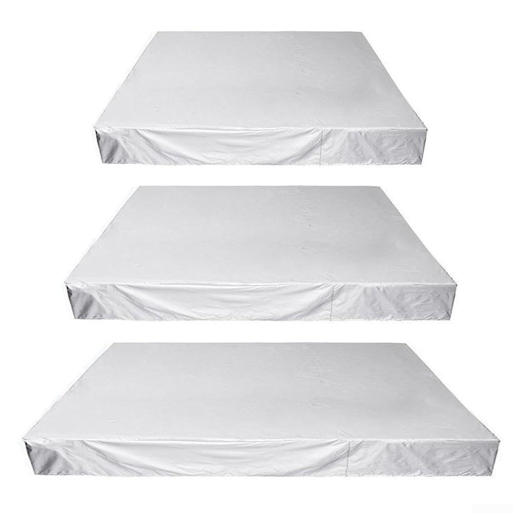 Couverture de spa isolante Oxford 210D avec porte d'accès pour protection contre les intempéries et la saleté - Argenté (3 options de taille) (200 x 200 x 85 cm)