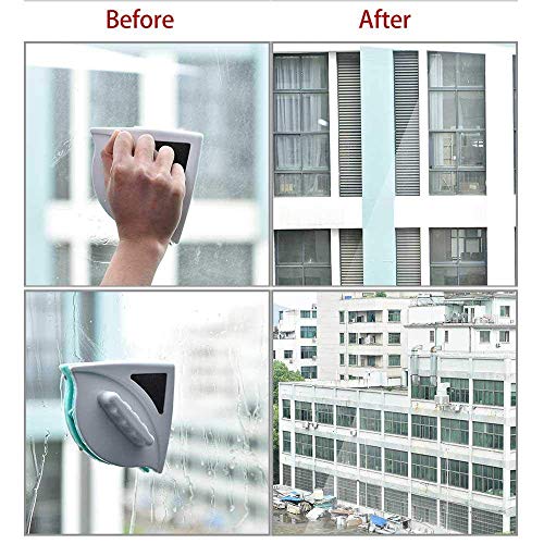 Double-Sided Magnetic Window Cleaner Glass Cleaning Brush Wiper Squeegee Cleaning Tool for Single Glazed Windows with 5-12mm Thickness