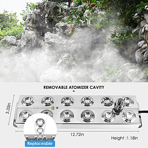 Topqsc Mist Maker Fogger Humidifier For Gardening And Pond Use,12 Head Stainless Steel Ultrasonic Mist Humidifier #TOP6