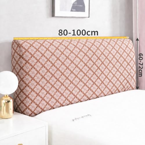 Image of HOMETHREADS 200 GSM Stretchable Jacquard Headboard Cover | Soft, Dust-Proof & Wrinkle-Resistant Bed Back Protector | Fits Leather, Wooden & Fabric Bedsides | for 3ft to 3.5ft | (Brown, 90x65Cm)