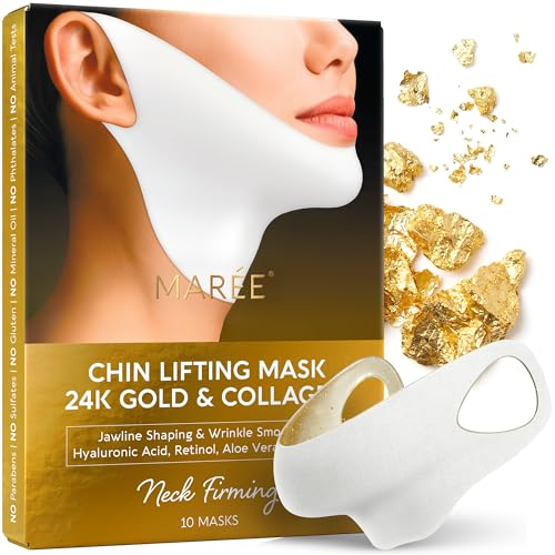 MAREE Chin Strap V Line Lifting Mask - 24K Gold Face & Neck Lift ...