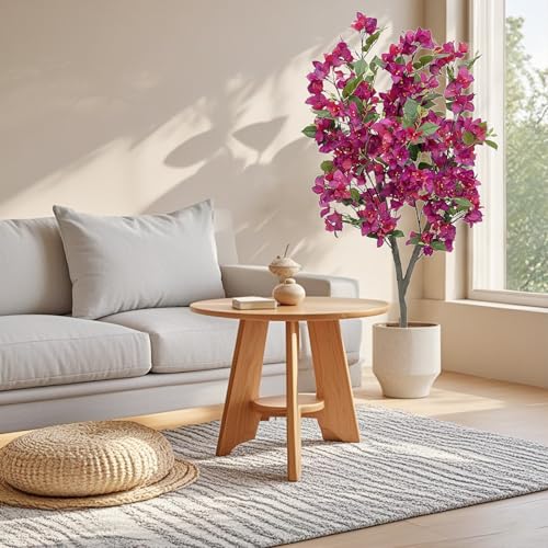 Garveehome Bougainvillea Artificial Tree, 4ft Tall Plastic Potted Artificial Flower Trees Bougainvillea Plant for Photography Atmosphere Decor Home Office Decor Housewarming Gift