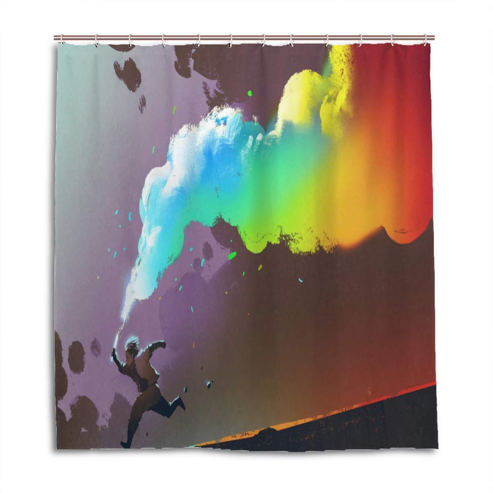 Rideaux de douche ciel étoilé polyester imperméable 152x182 cm