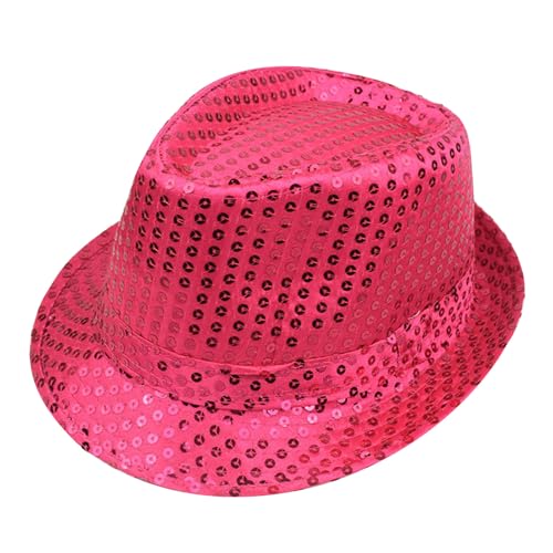 2026 Faschingskostüme Karneval Pailletten Zylinder Herren Herren (Einheitsgröße) Hot Pink