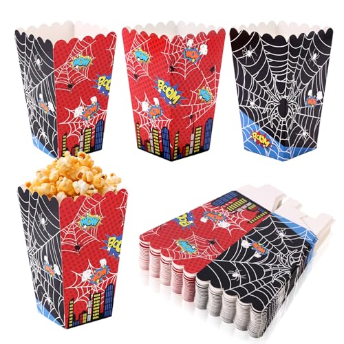 SAVITA 24pcs Popcorn Boxes, 4.72x2.76x1.97in Red Black Cartoon Popcorn Bag Containers Creative Candy Snack Food Containers Game Theme Party Supplies for Home Movie Theater