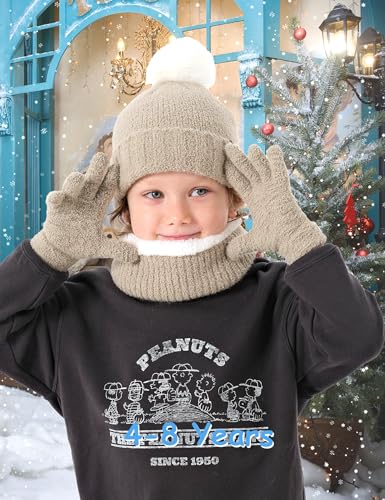 Kids Hat Scarf Gloves Set Girl Ages 3-5 4-6, Toddler Winter Fleece Lined Beanie Hats Mittens 2t Boys Baby 6-12 9 12-18 Months2