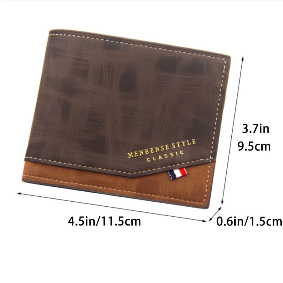 Generic Men's Wallet, Leather Bifold Wallets, Multiple Slots for Credit Cards, ID, License, Photo Holder, Purse (light brown), 002154