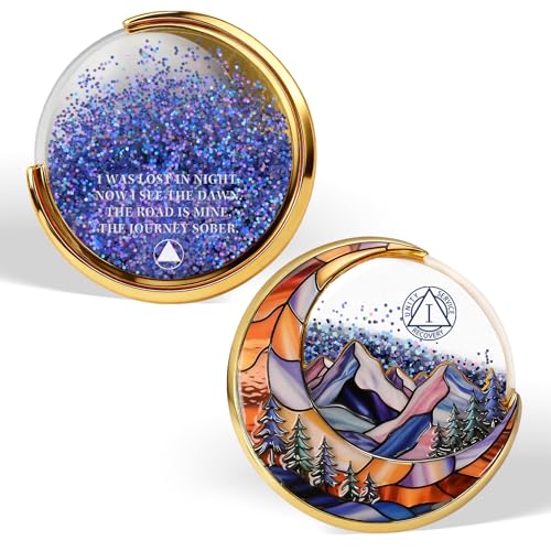 Value Valor Vow Moving Sand 1 Year Sobriety Coin Liquid Glitter AA Chip