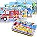 BBLIKE Jigsaw Wooden Puzzles Toy in a Box for Kids, Pack of 4 with Varying Degree of Difficulty Educational Learning Tool Best Birthday Present for Boys Girls (Serie Transporte)