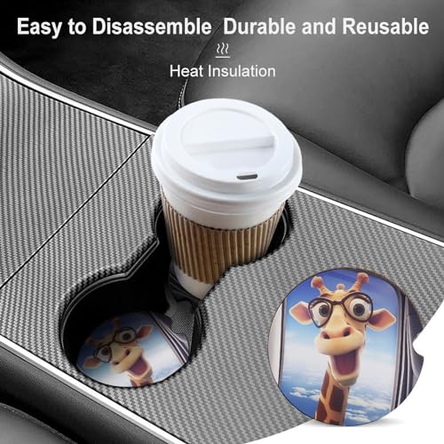 Juego de 4 Posavasos para Auto con Giraffe Wearing Glasses miniatura 4